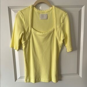 Citizens Of Humanity Yellow Fitted Blouse with Elbow-Length Sleeves